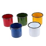 FUNOMOCYA 5Stücke Vintage Emaille Trinkbecher Teilig Praktische Kleine Weintassen Bunten Farben Robust und Langlebig für Zuhause und Büro für Milch Tee