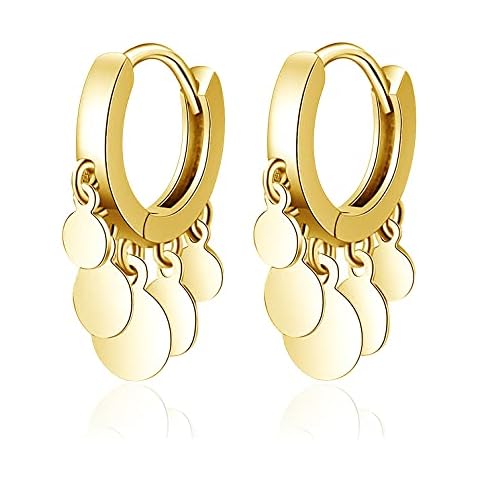 La Raffine Round Disc Tassel Earrings For Women S925 Stamp Silver Color Earrings(Gold)… Cover