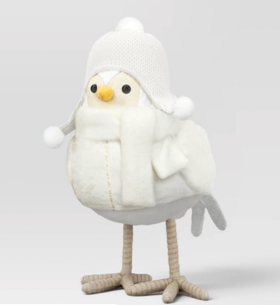 Featherly FriendsWondershop Fabric Bird Christmas Figurine Wearing Knit Earlap Cap 6.75" Named Brook