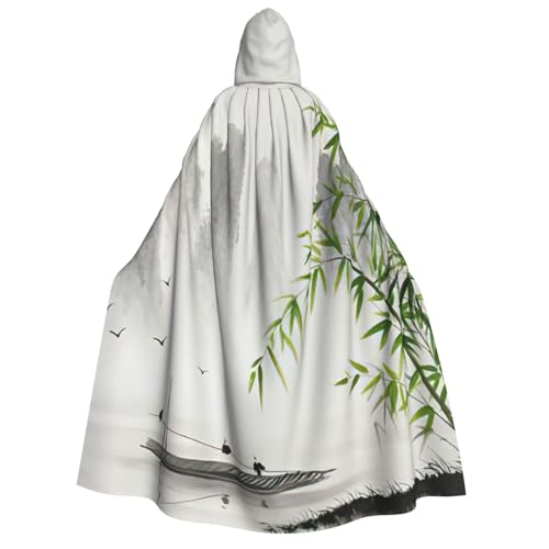 Cape à capuche unisexe médiévale imprimée paysage costume Halloween