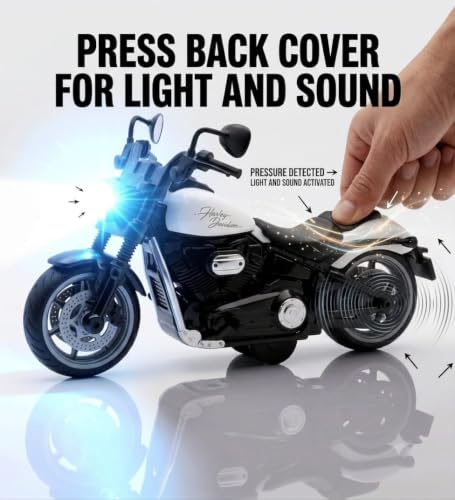 Image of Haarley-Davidson Die-Cast Metal Motorcycle Toy with Pullback Function, Light & Sound, Rotatable Handle. (Random Color Will Come)