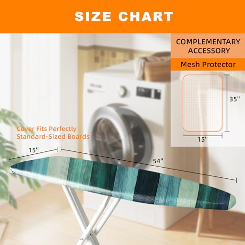 Image of Ironing Board Cover 15x54 Inch- Standard Cotton Cover with Strong Elastic Edge & Stain Resistant Surface (Stripe, 15 inch x 54 inch)