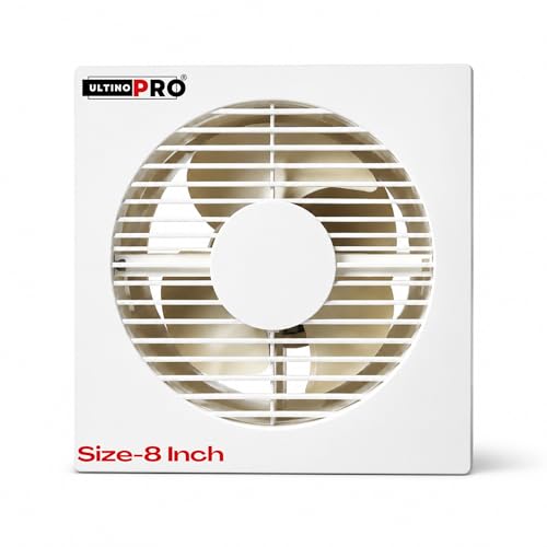 Image of 8 Inch Exhaust Fan for Kitchen & Bathroom | 200mm High Speed Ventilation Fan | Powerful Air Suction | Low Noise Operation | Rust Proof Body | Wall & Glass Mount | Energy Efficient | (IVORY)