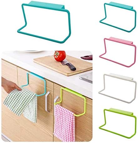 Elaco 4Pcs Home Bathroom Kitchen Cupboard Cabinet Over Door Hanging Metal Towel,Rack Holder Organizer Hanger Shelf (Multicolor)
