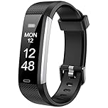 Runlio Fitness Tracker with Sleep Monitor, Activity Tracker with Step and Calories Counter, IP67 Waterproof Fitness Watch with Pedometer Stopwatch for Women Men, Black
