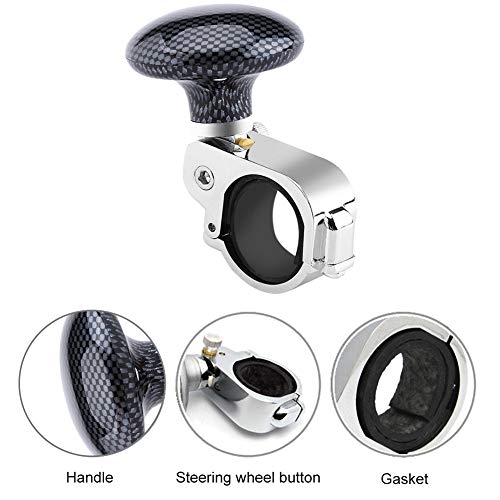 Akozon pomello guida + pomello volante + Manopola del Volante dell'automobile Universale Power Ball Ausiliario Booster Handle Control (Fibra di carbonio