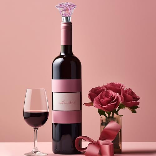 2 PACK Rose Wine Stopper, Bottle Stopper Wine Saver, Reusable Wine Corks For Beverage, Wine Preserver Wine Saver Keep Wine Fresh Wine Accessories Gifts for Wine Lovers, Wedding Favors (Style 2)