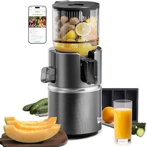 Image of Anybear Cold Press Juicer with 4.9" Large Feed Chute, 350W Masticating Juicer Machines with Dual Slow-Squeezing Technology for Whole Fruits & Veggies with High Yield | BPA-Free Tritan | Juice Recipes