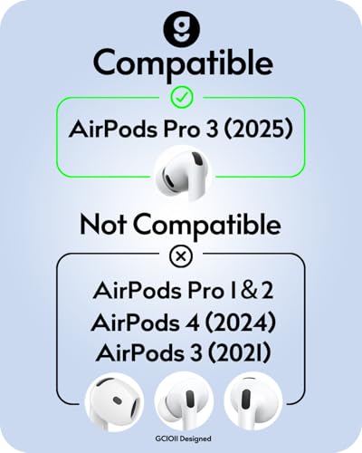 Image of Gcioii 3 Pairs for AirPods Pro 3 Ear Hooks Covers (2025) [Added Storage Pouch] Anti Slip Sport Ear Tips Accessories Compatible with Apple AirPods Pro 3rd Generation (White)