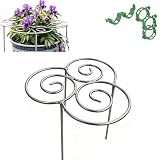 Stackable Metal Flower Cage Support, Grow Through Plant Support Rings, Light Duty Plant Stake...