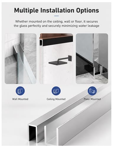 Canal en U para puerta de ducha de aluminio de 120 cm y vidrio de 6-12 mm 4