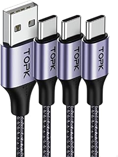 USB C Charger Cable, TOPK [3Pack 2M] 3A QC3.0 USB A to USB C Fast Charging Cable, Nylon Braided Data Sync Cord Compatible with Galaxy S22 S21 S20 S10 S9 S8 Plus Note 20 10 9 and More