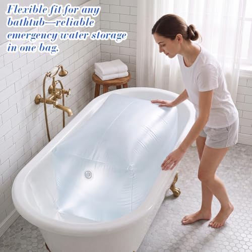 SiliFine 2 Pack 70 Gallon Emergency Bathtub Water Storage Bladder with Hand Pump Water Storage Bladder Heavy Duty Plastic Bag Container for Bathtub Emergency Bank Hurricane Disaster — view 3