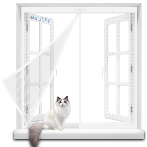 SelfAdhesive Insect Screen Roller Blind 145x195cm Comfort Open, Close Fly Screen Window to Open & Close - Keep Bugs Out & Lets Fresh Air in Top-to-Bottom Seal Snaps White