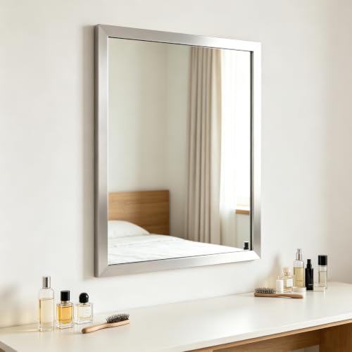 Image of Bathroom Mirror for Over Sink 36x24 Inch Rectangular Wall Mirror, Nickel