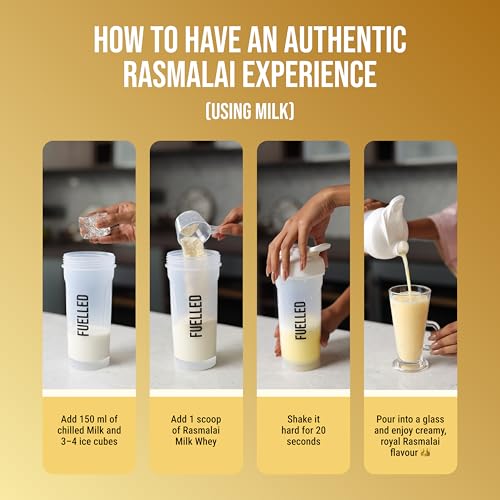 Image of FUELLED Whey Protein Powder Isolate & Concentrate (Rasmalai Milk, 1 kg) 24g Protein, 5g BCAAs | Lab Tested, Great Taste