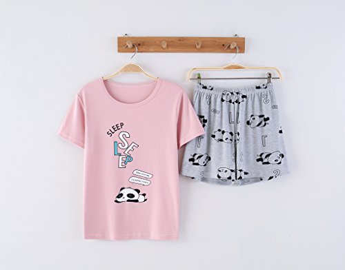 Vopmocld Big Girls' Lovely Sleepy Panda Sleepwears Cute Cartoon 2Pcs Pajama Sets, Pink, 14 #TOP3