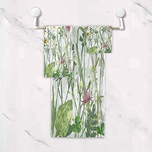 One Bear Flower Towel Set, Vintage Wild Flowers Colorful Herbs Botanical Bragonfly Butterfly Bath Towels Soft High Absorbent Hand Towels, Yoga Gym Spa Hotel Face Towel Washcloth 3 Piece #TOP4