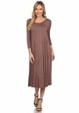 Women's A-line Midi Dress (Large, Mocha)