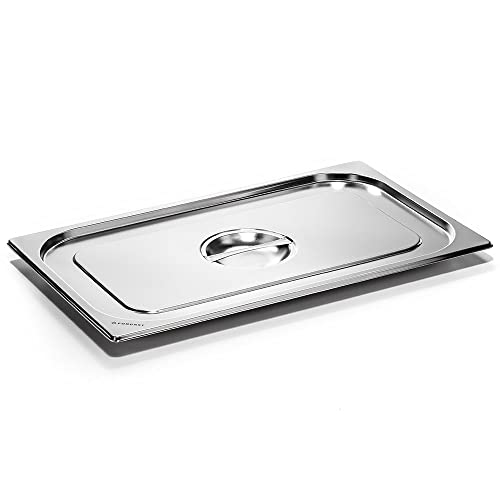 Forgast Coperchio Gastronorm Eco GN 1/1 in Acciaio Inox, Dimensioni 53x32,5 cm, per Contenitore GN Gastronorm Eco in Acciaio Inox, Lavabile in lavastoviglie