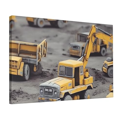 Peintures murales de camions de construction sur toile moderne haut rendu - 3