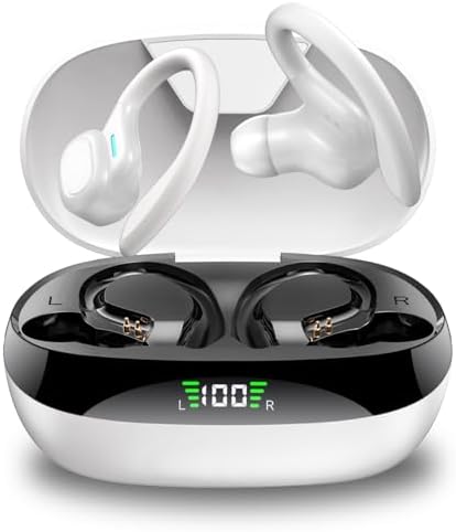 Lifebee SP16 Fones de ouvido sem fio para esportes em forma de gancho com Bluetooth 5.4, qualidade de som Hi-Fi e longa autonomia – A escolha perfeita para atividades esportivas e ao ar livre (Branco)