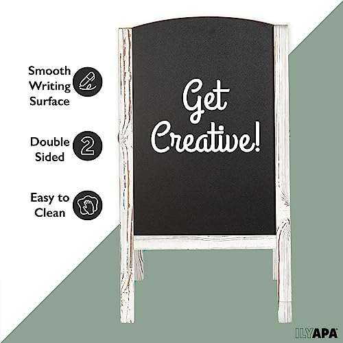 Ilyapa A-Frame Chalkboard Sidewalk Sign - Rounded Top Folding Standing Sandwich Sign For Restaurant, Office, Weddings - Rustic White, 18 X 31.5" #TOP4
