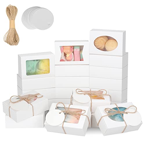 COTOPHER Soap Box, 30Pcs Packaging Boxes with Window, Paper, 3.5x2.35x1.2 Inch, Soap Box, for Handmade Soap, Wedding, Bridal Shower, Birthday