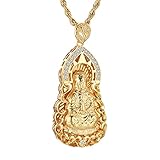 HZMAN 14K Gold Plated Buddha Pendant for Women Men Avalokitesvara Bodhisattva Buddha Amulet Necklace Jewelry Gift
