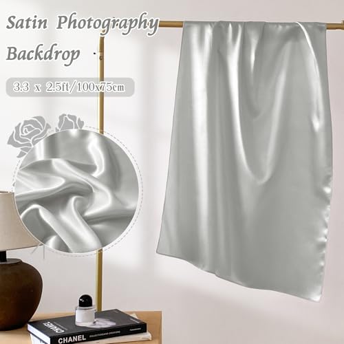 Fondo de fotografía satin RUDONG M 100x75cm gris miniatura 4