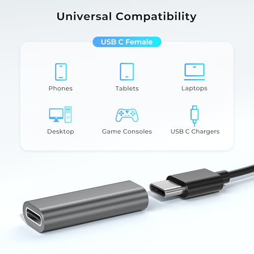 Image of Basesailor USB C Female to Female Adapter 3-Pack,USBC 3.1 10GBps 100W PD Coupler for Connecting Two Type C Cable,Thunderbolt 3 Compatible Extension Connector for USB-C Devices