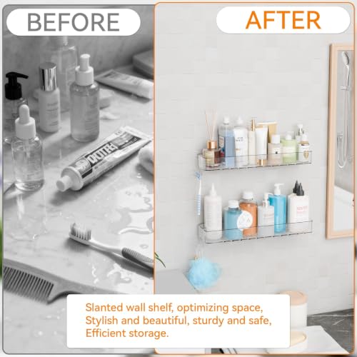 Yieach 2 Pack Clear in Shower Organizers,Adhesive Shower Caddy,No Rust Acrylic Shower Shelves & Storage Rack,Plastic Bathroom Shelves,Bathtub Storage Organizer,Shampoo,Conditioner Holder for Washroom - Image 5