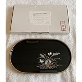 山中漆器 お盆 螺鈿の蝶と草花装飾