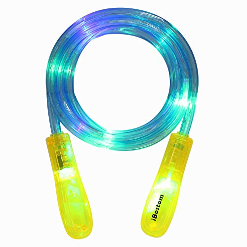 IBOSTOM Light Up Jump Rope - Jump Rope for Kids Led Jump Rope Flashing Color Change Skipping Rope Colorful Light Jumping Rope Fun Toy with Gift Box