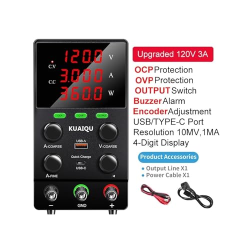 Alimentation de laboratoire CC réglable 120V 3A avec protections OCP OVP