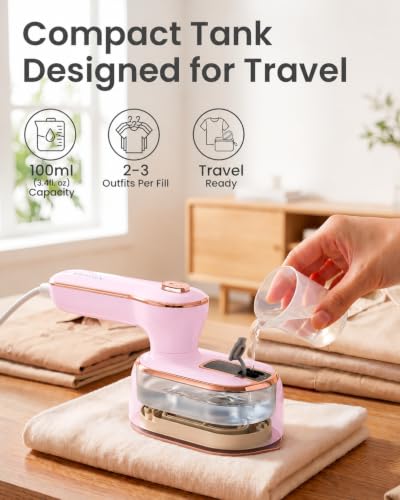 Image of Steamer for Clothes, Handheld Portable Iron Steamer, 2-in-1 Dry & Steam, 180 Rotatable Handle, 20s Fast Heat-Up, 970W Travel Steamer for Home & Travel, 120V Only