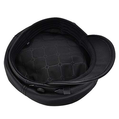 Yosang Boné adulto de couro genuíno estilo marinheiro Maciejówka estilo bretão, Preto, G