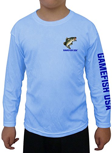 GAMEFISH USA Kid's UPF 50 Long Sleeve Microfiber Moisture Wicking Performance Fishing Shirt Bass2