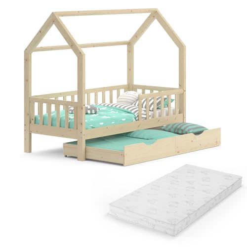 Vitalispa Letto Montessori Bambini Marrone 80X160 Cm Con Letto Per Ospiti E Materasso - 7