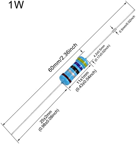 100pcs 22K ohm Resistor 1W, 1 Watt ±1% Tolerance Metal Film Fixed Resistor, Multiple Values of Resistance Optional