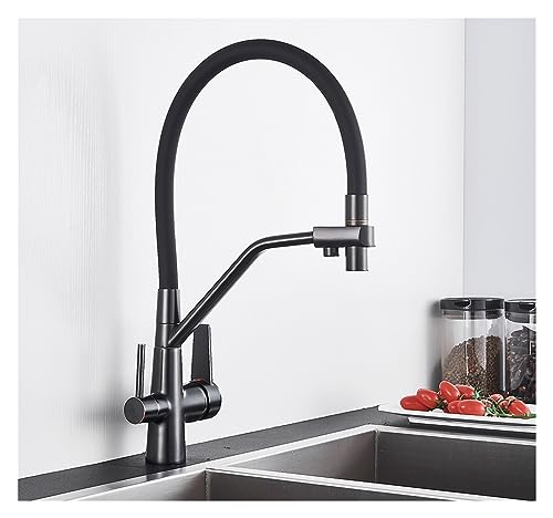 Mitigeur de cuisine eau pure en laiton noir rotatif à 360 - 2