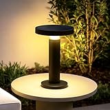 VerLuce Round Solar Table Lamp – Portable LED Light with USB-C Charging & Solar Panel – Waterproof, Stepless Dimming for Outdoor/Indoor Use – Black, 1 Pack