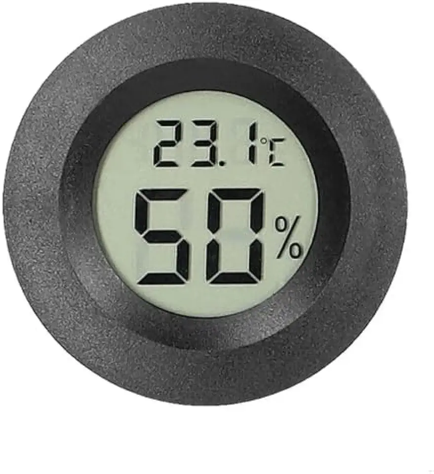 Termômetro Higrômetro Digital LCD, Embutir, 4,5 cm, Preto, Alimentação por Pilha LR44 TECNOARK