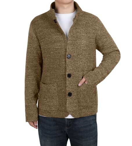 yoeasy Men's Blazer Collar Long Sleeve Button Knit Cardigan Casual Open Front Sweater with Pockets2