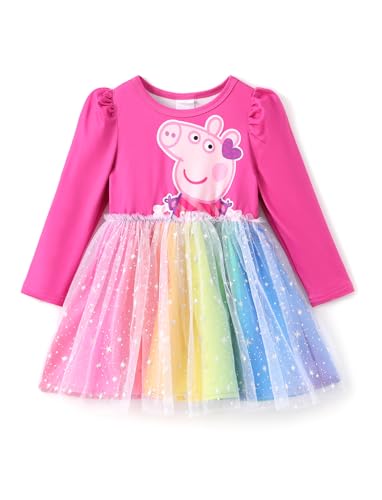 Peppa Pig Toddler Girls Dress for Fall Long Sleeve Tutu Dresses for Birthday Party Tulle Princess Dress Little Girl Size 2-6T
