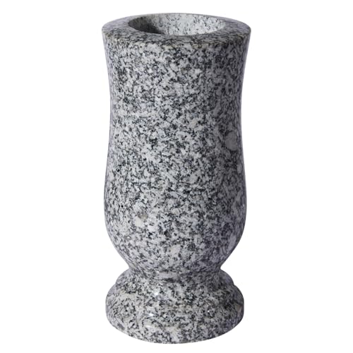 MemoriaStone Vase funéraire en granit, 25,5 cm de hauteur, poli, avec trous de drainage (1)
