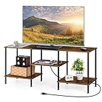 OYEAL Small TV Stand for Living Room up to 50 inch Farmhouse TV Media Entertainment Center with Power Outlets & Storage Shelf 45'' TV Cabinet Console Table for Bedroom, Rustic Brown - Image 4