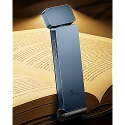 86lux Book Light, Rechargeable Clip-On LED Reading Light for Bed & Night Use - 3 Color Temperatures with Stepless Dimming, Ultralight Bookmark Design for Kids, Book Lovers, Blue