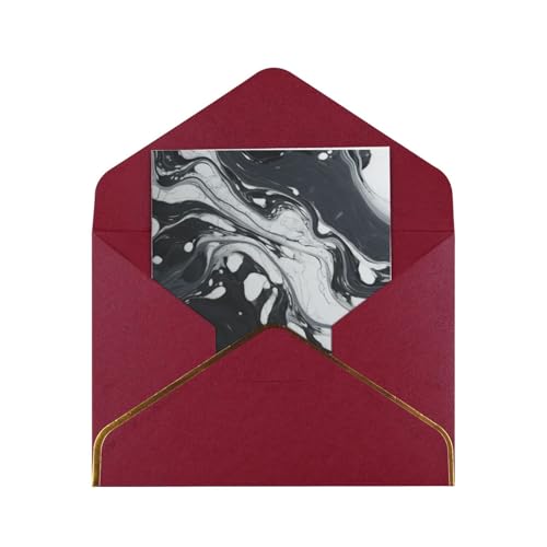 Kashinn Juego de tarjetas de felicitación en blanco y negro con estampado de mármol blanco y negro, borde de lámina de oro rosa, para todas las ocasiones