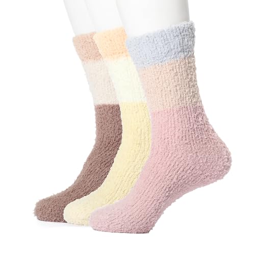 Image of Fuzzy Socks Super Soft,Cozy Soft Fluffy Cute Slipper Socks Sleeping Warm Socks For Women And Men(Light yellow /Pink /Brown)